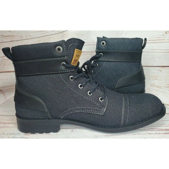 Men Black Levis Strauss & Co Comfort Denim Boots Style 51837501A Size 12 - Picture 5 of 12